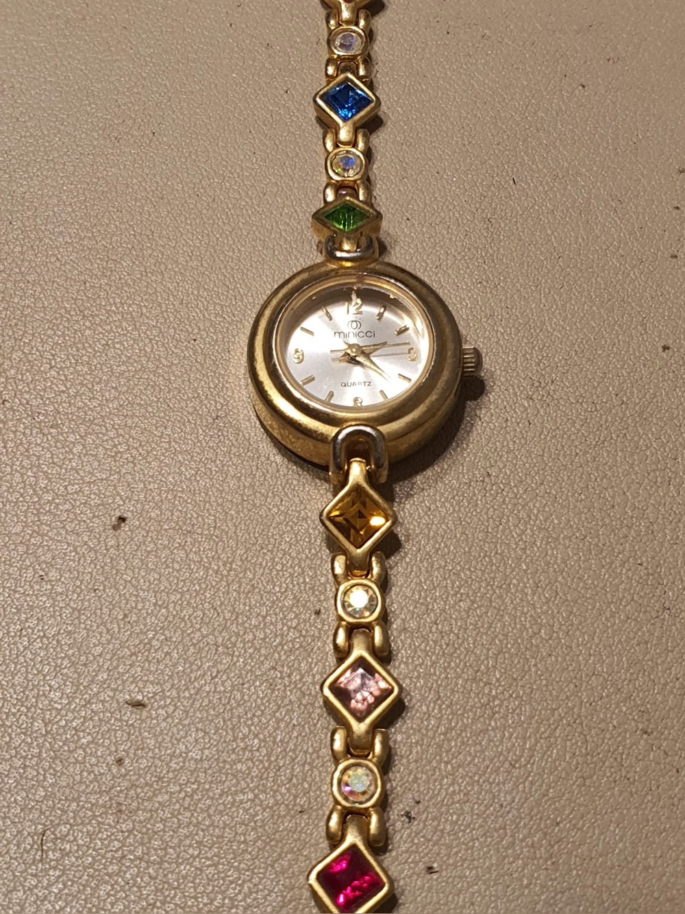 🦋10/$20🦋 Minicci Goldtone/Silver Women's Watch w/Colorful Rhinestones